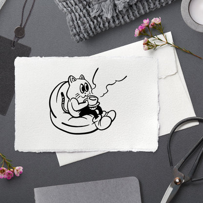 Stempidoo® - Kaffe trinkende Katze - Motivstempel