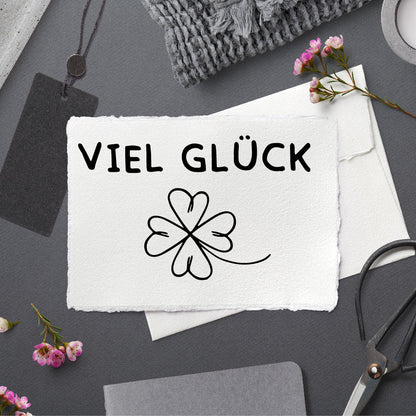 Stempidoo® - VIEL GLÜCK  mit Kleeblatt - Motivstempel