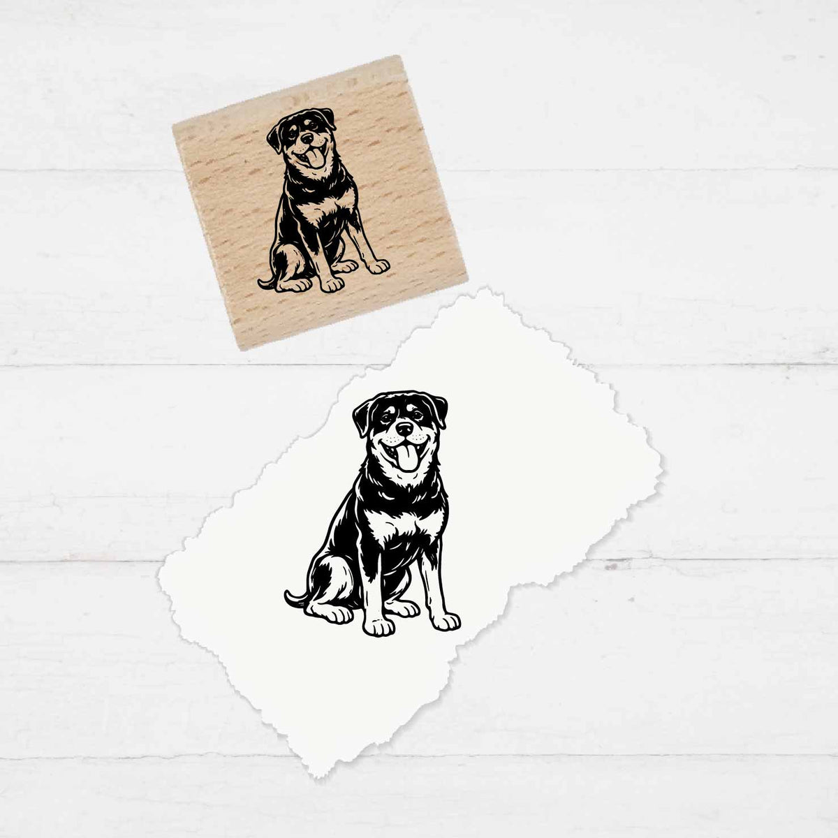 Motivstempel Hund - Rottweiler | Holzstempel - für Schule, DIY, Büro & Kreativprojekte 
