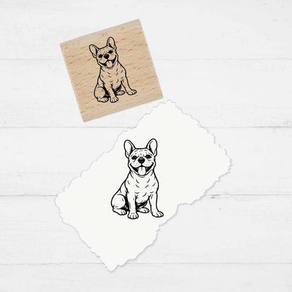 Motivstempel Hund - Französische Bulldogge | Holzstempel - für Schule, DIY, Büro & Kreativprojekte