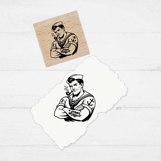 Motivstempel Rockabilly Style - Seemann | Holzstempel - für DIY, Büro & Kreativprojekte, Scrapbooking, Karten, Basteln