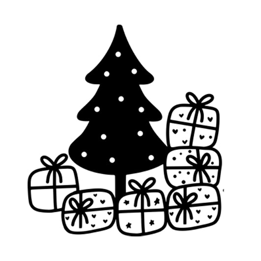 Stempidoo® - Tannenbaum mit Geschenken - Ministempel Ø 22 mm