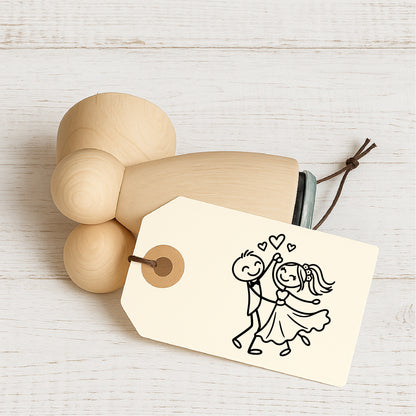 Stempidoo® Strichfigur - Tanzendes Paar  – Ministempel Ø 22 mm 