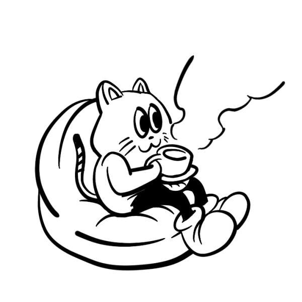 Stempidoo® - Kaffe trinkende Katze - Motivstempel