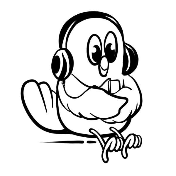 Stempidoo Vogel mit Kopfhörer Stempel 